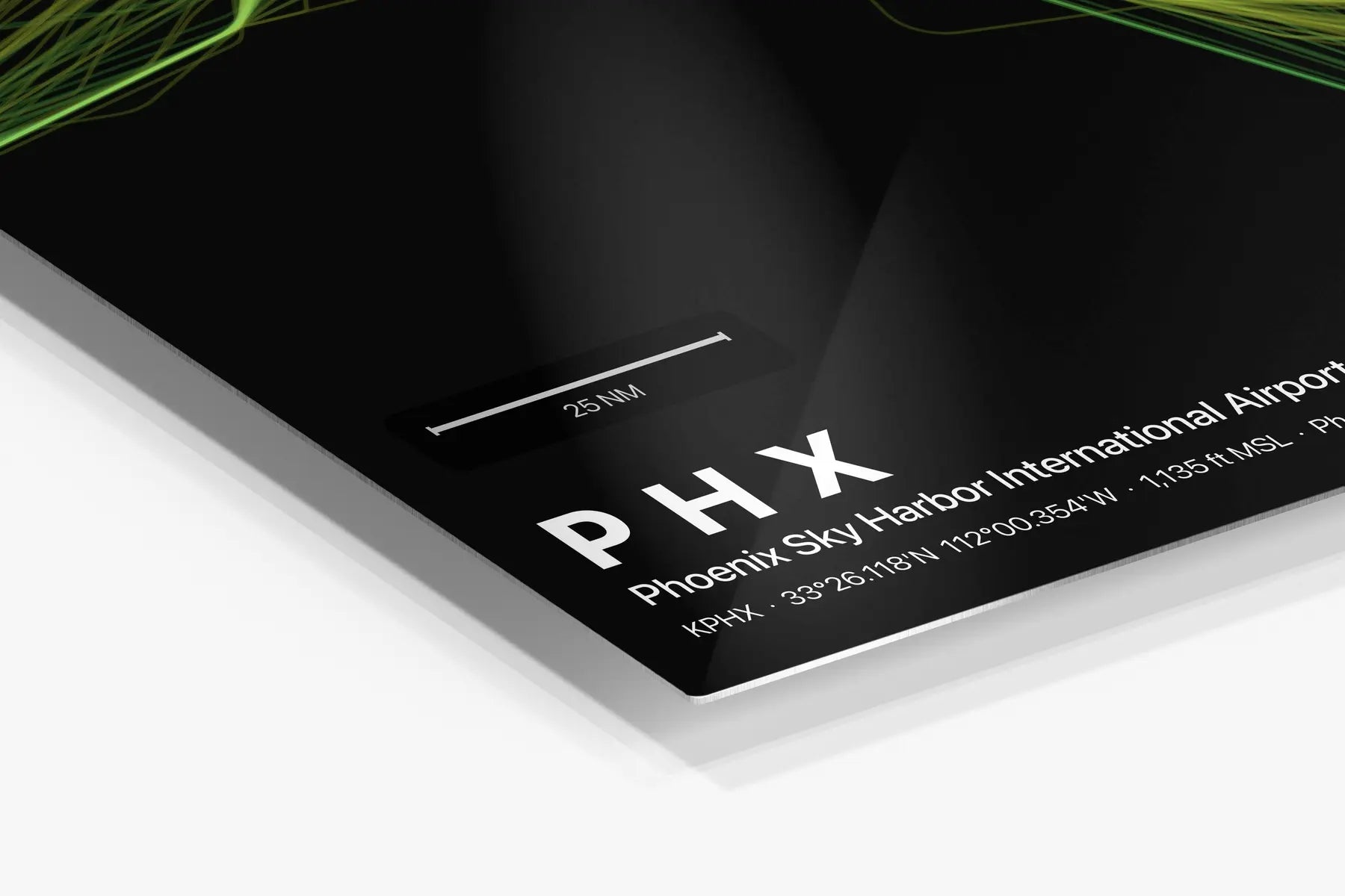 PHX flight path print — Citrus theme · Dark in corner detail setting