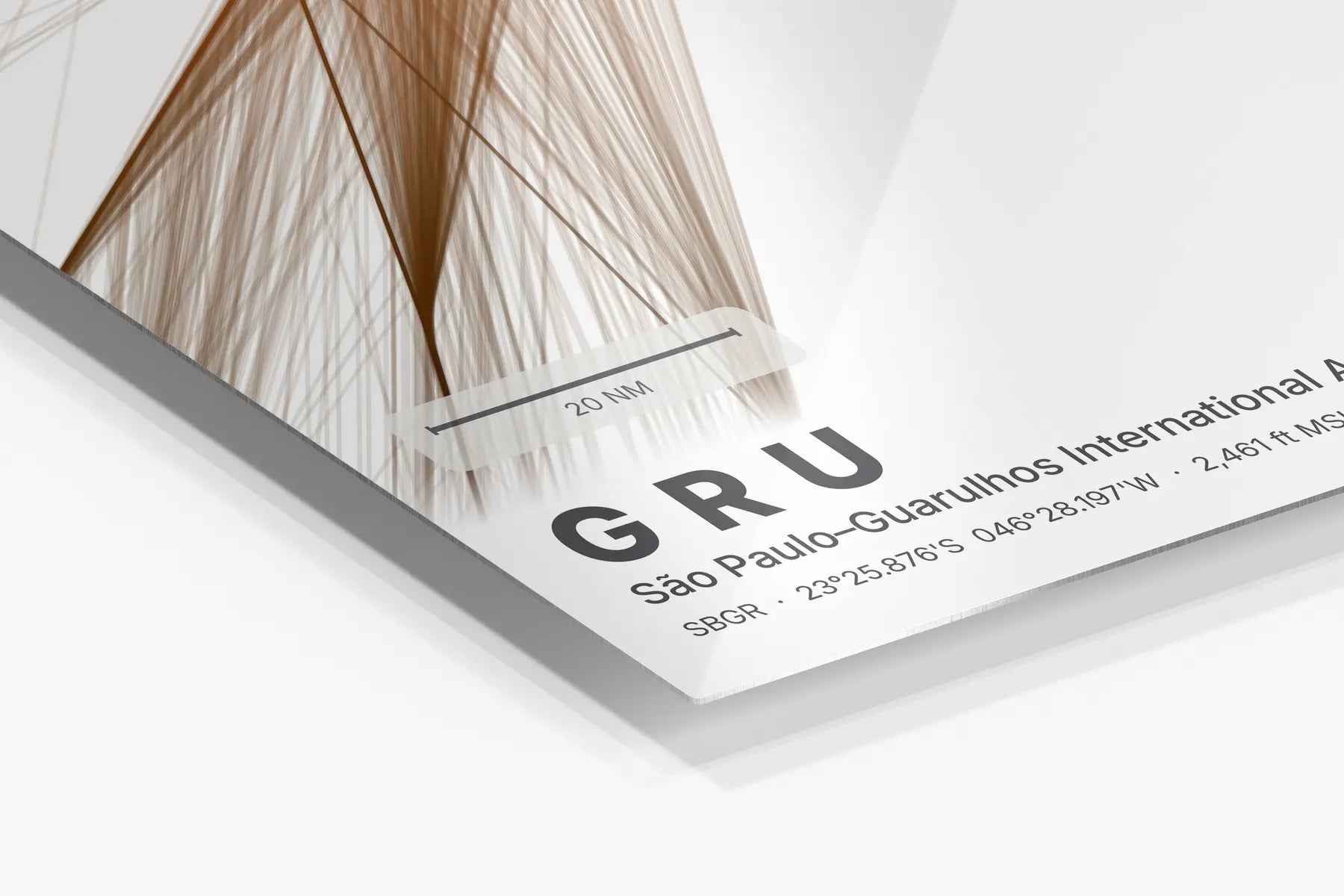 GRU flight path print — Solana theme · Light in corner detail setting