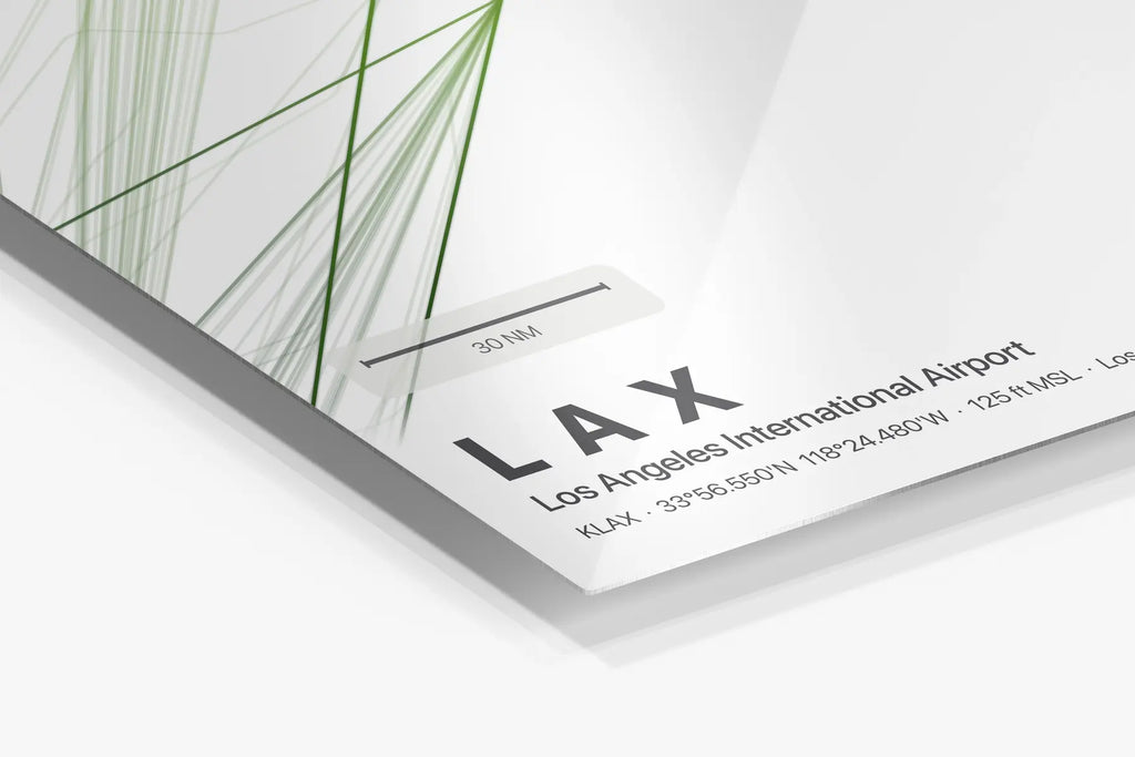 LAX flight path print — Citrus theme · Light in corner detail setting