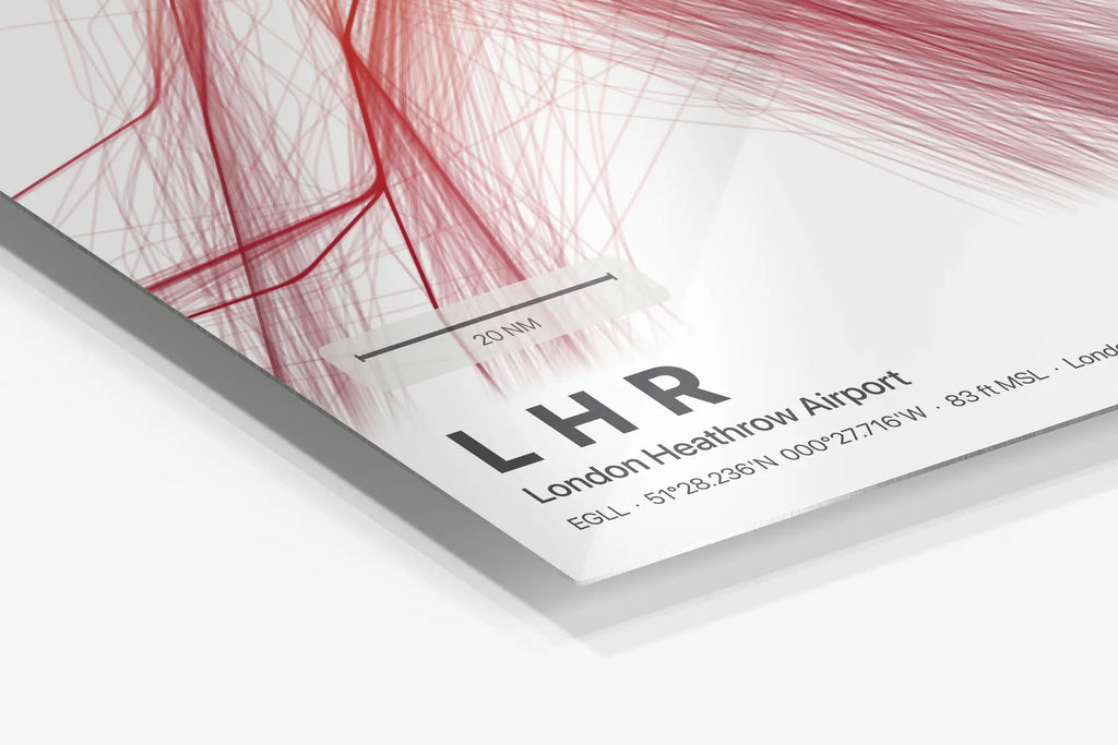 LHR flight path print — Inferno theme · Light in corner detail setting