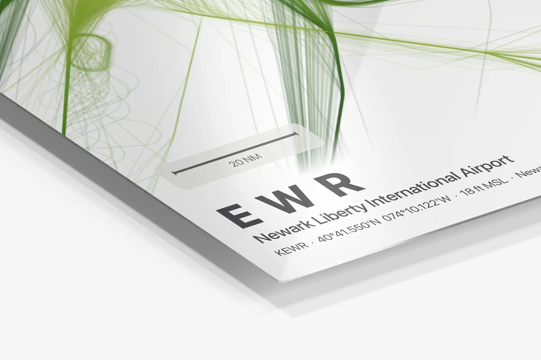 EWR flight path print — Citrus theme · Light in corner detail setting