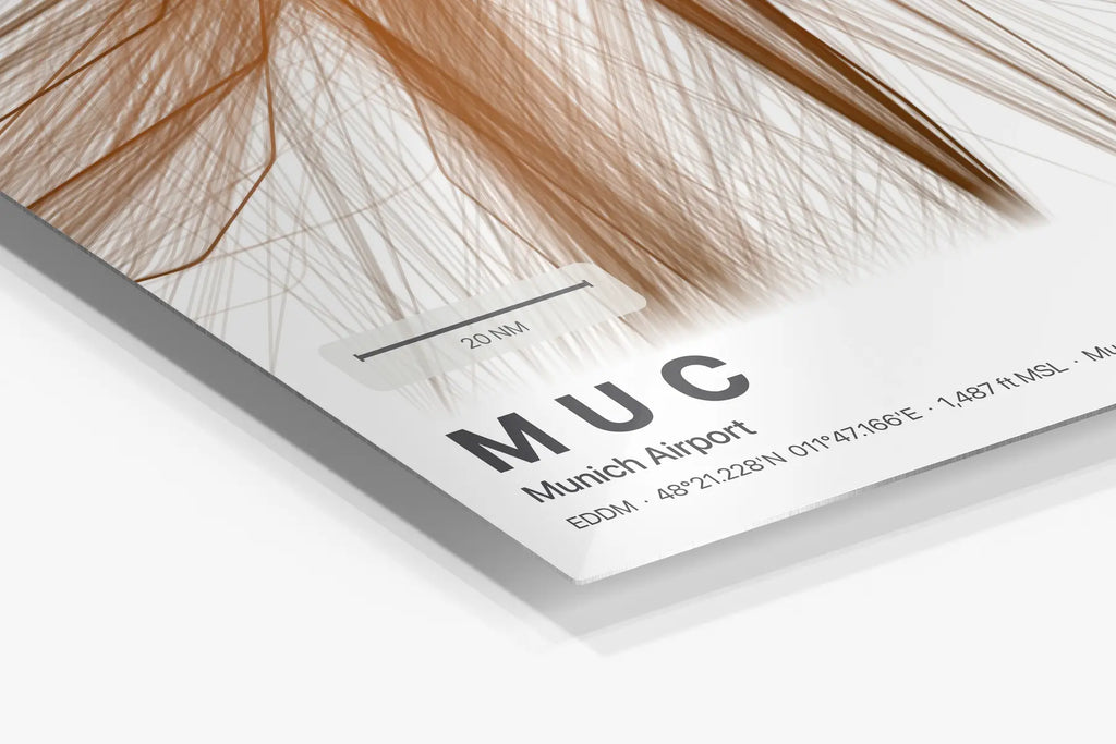 MUC flight path print — Solana theme · Light in corner detail setting