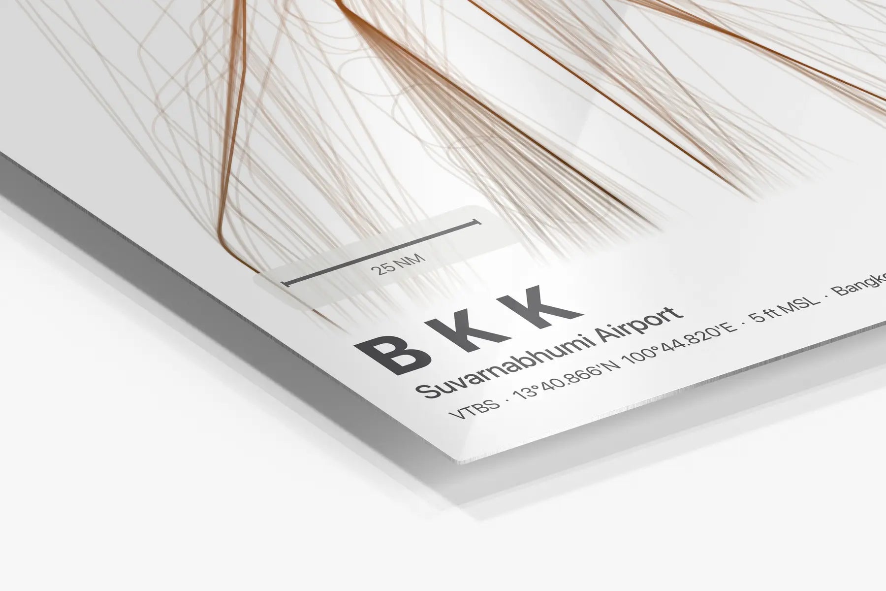 BKK flight path print — Solana theme · Light in corner detail setting