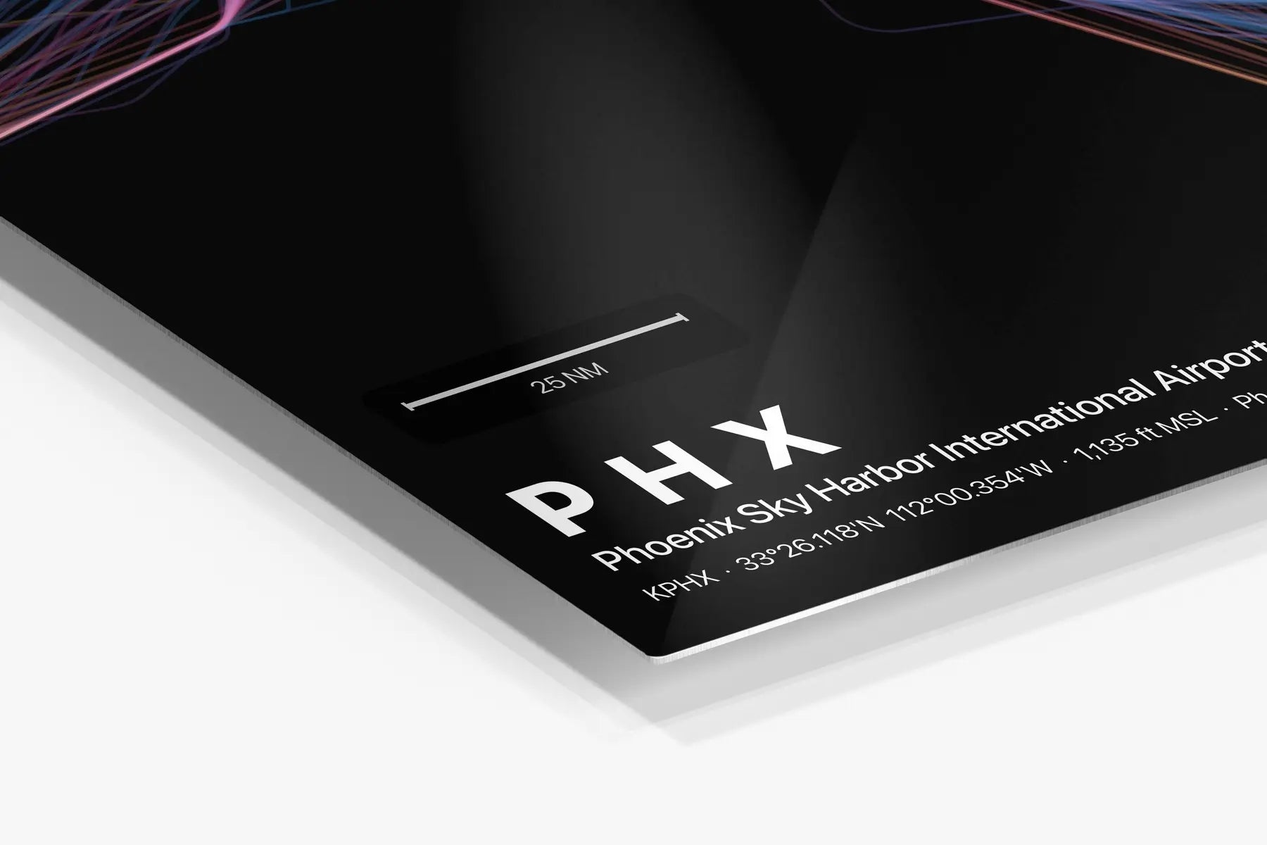 PHX flight path print — Aurora theme · Dark in corner detail setting