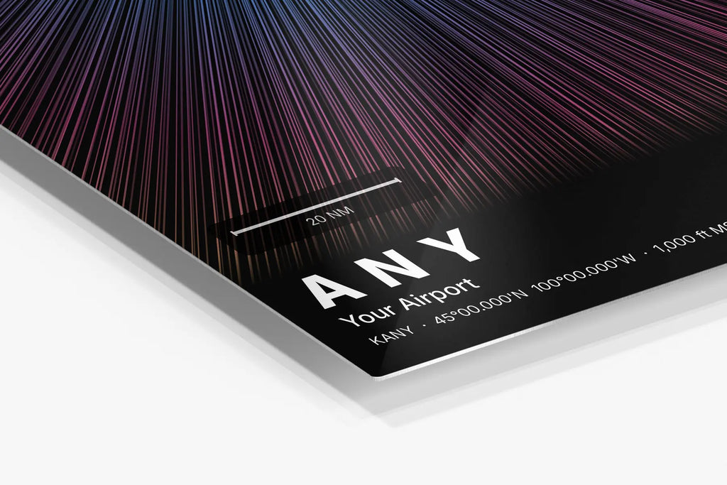 Custom airport print — Aurora theme · Dark in corner detail setting