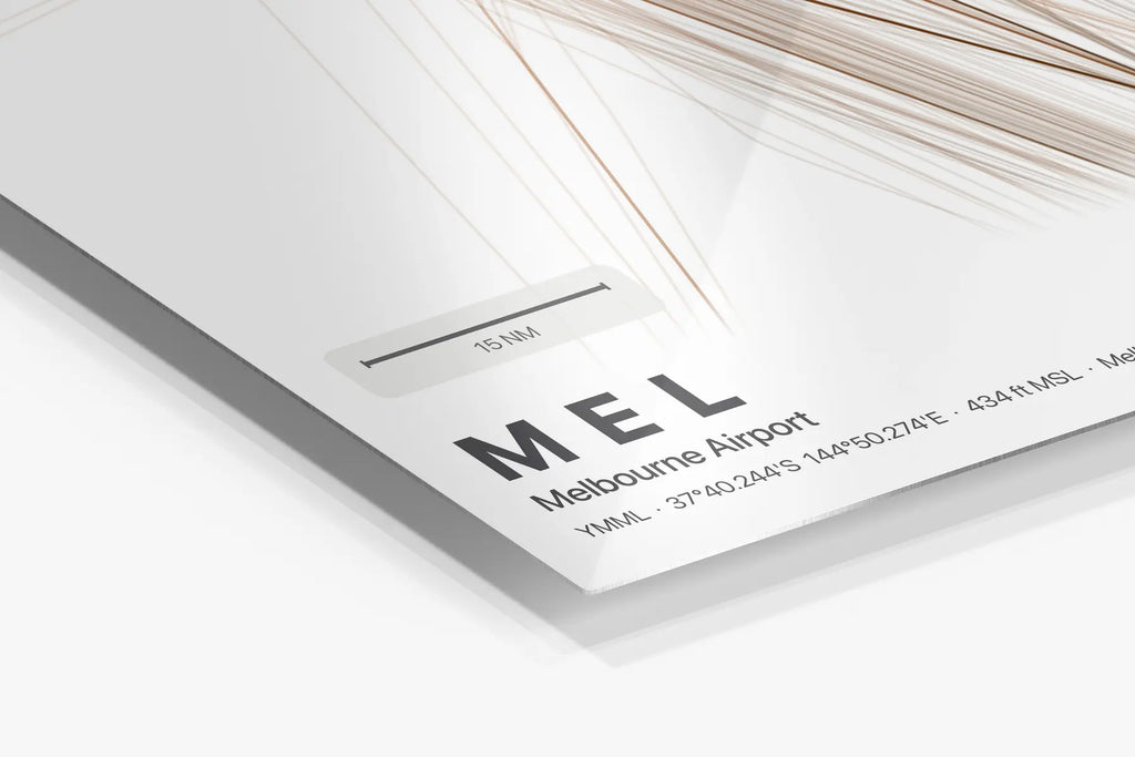 MEL flight path print — Solana theme · Light in corner detail setting