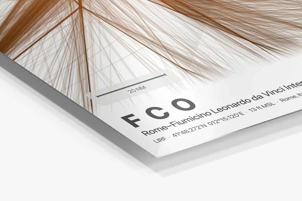 FCO flight path print — Solana theme · Light in corner detail setting