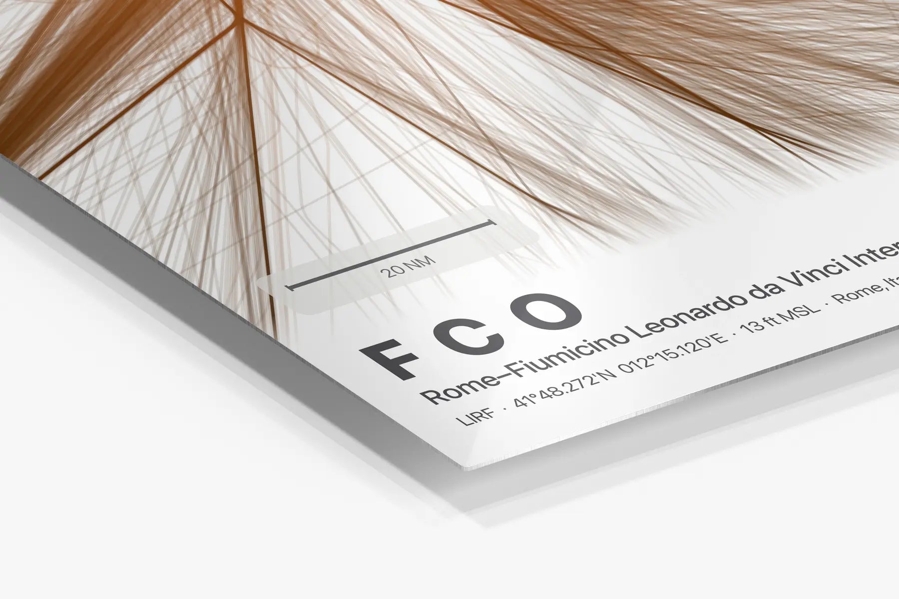 FCO flight path print — Solana theme · Light in corner detail setting