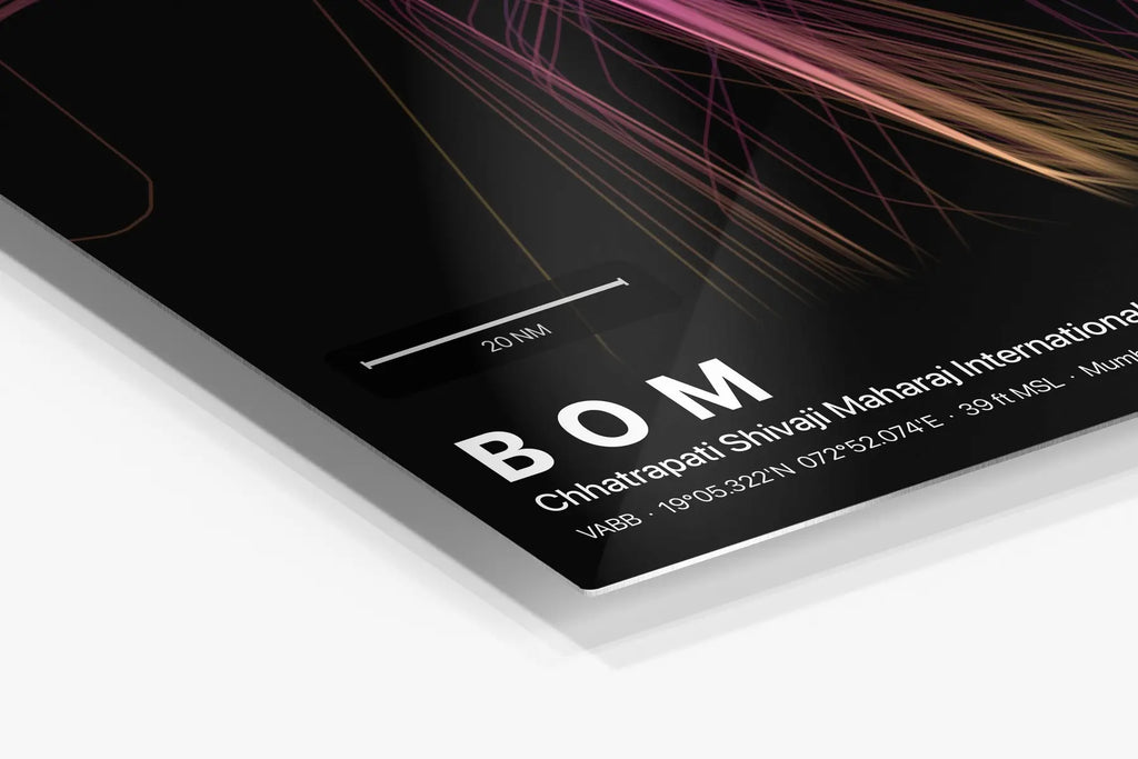 BOM flight path print — Aurora theme · Dark in corner detail setting