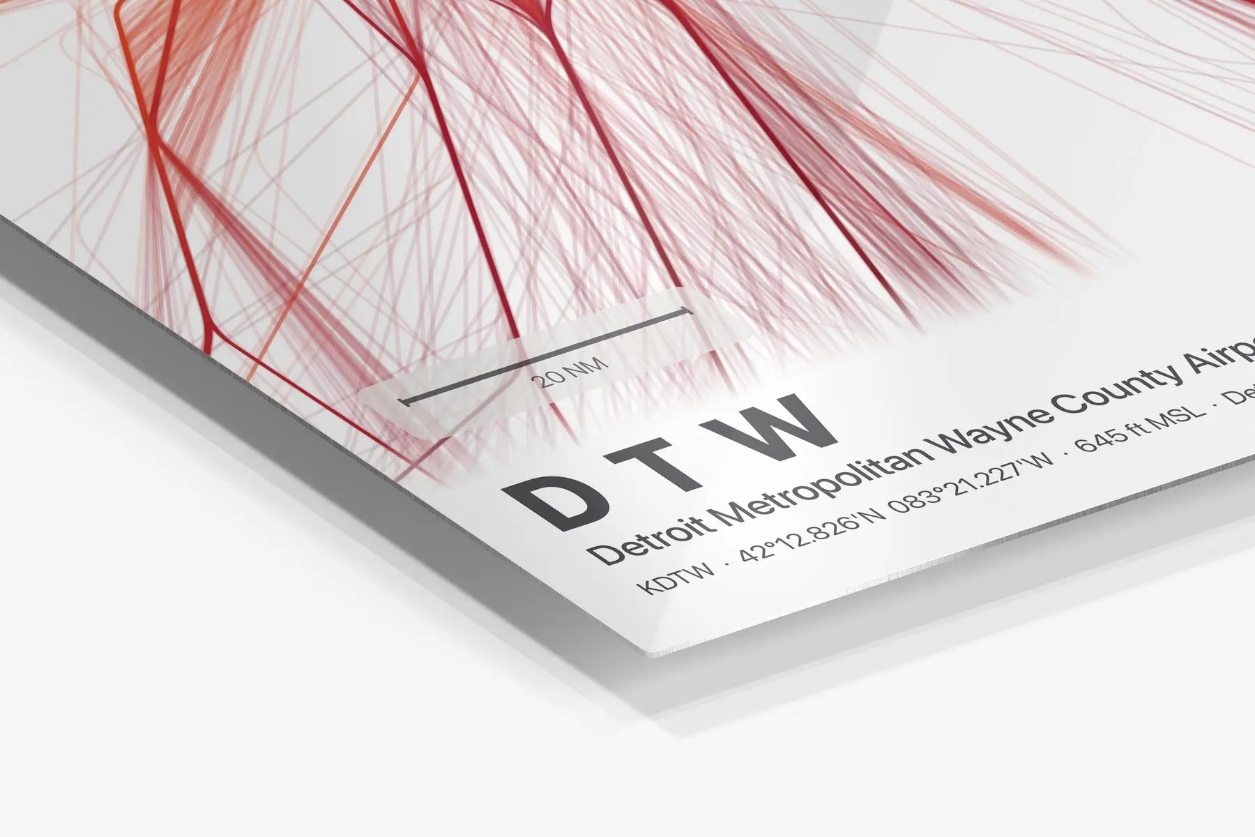 DTW flight path print — Inferno theme · Light in corner detail setting