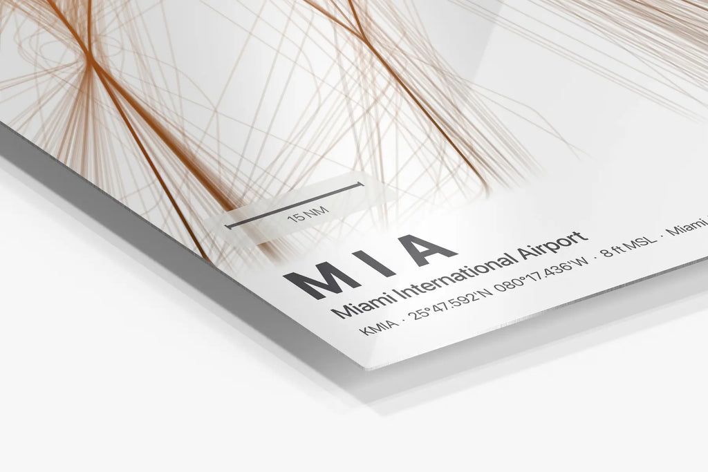MIA flight path print — Solana theme · Light in corner detail setting