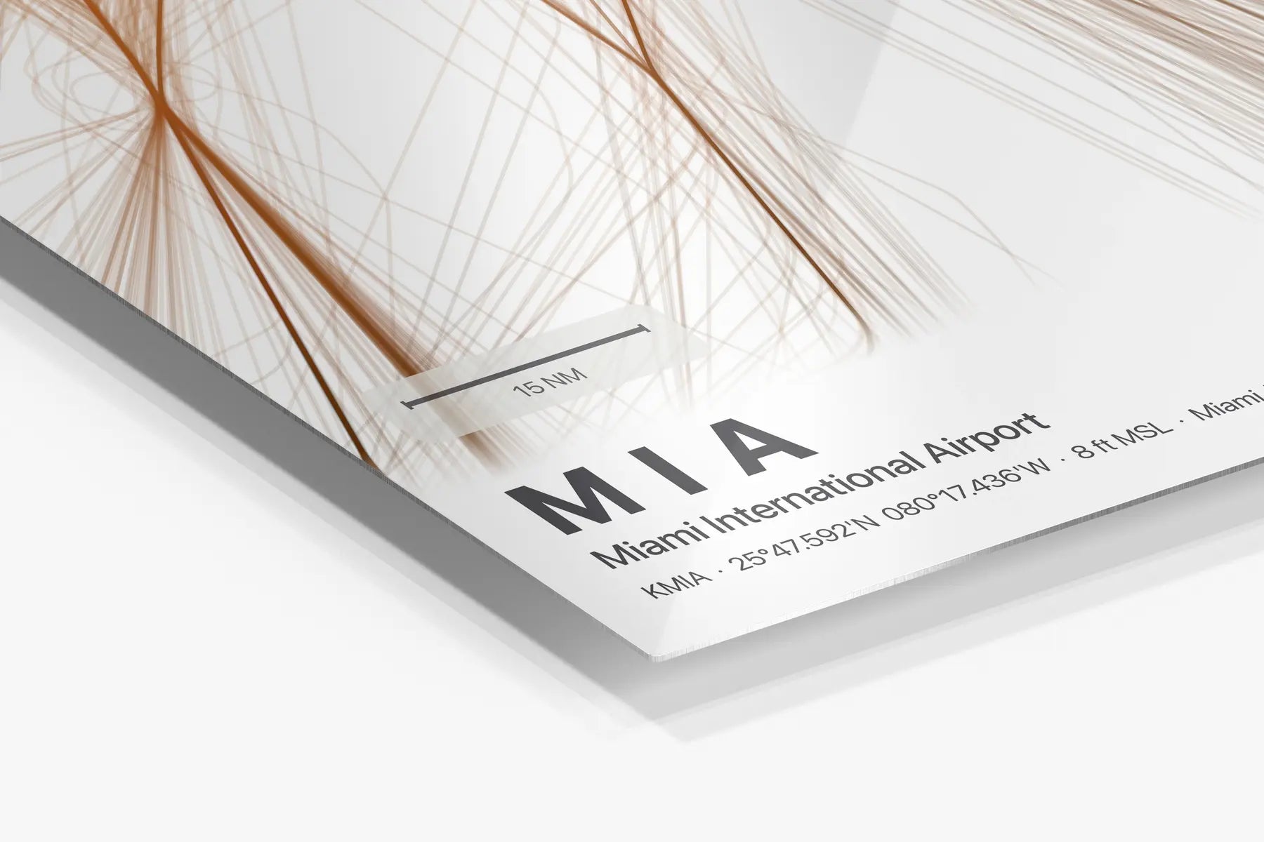 MIA flight path print — Solana theme · Light in corner detail setting