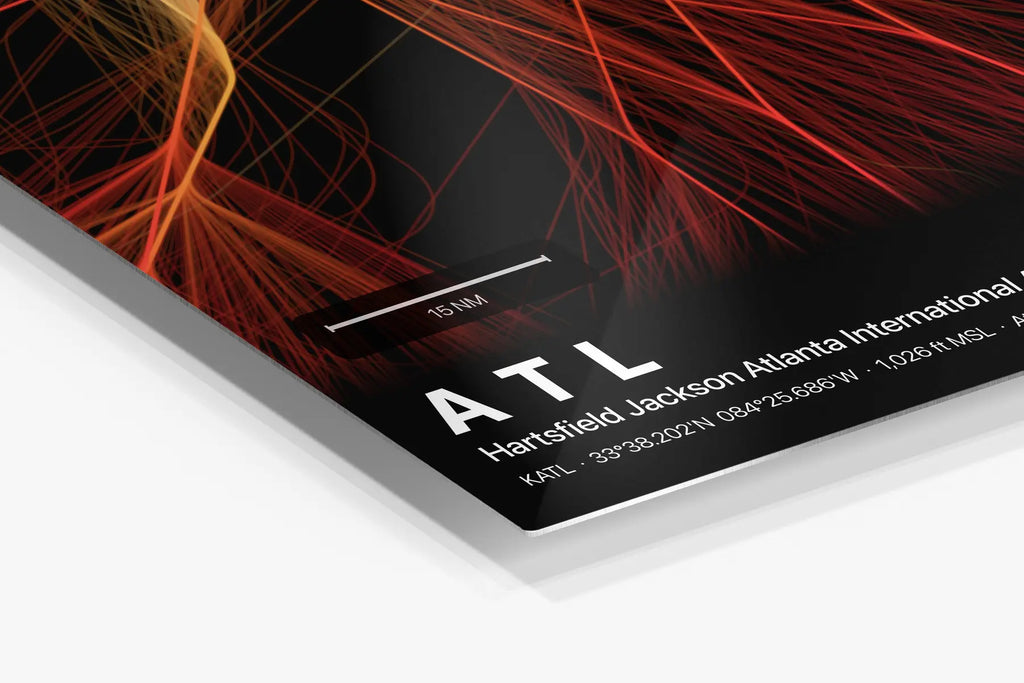 ATL flight path print — Inferno theme · Dark in corner detail setting
