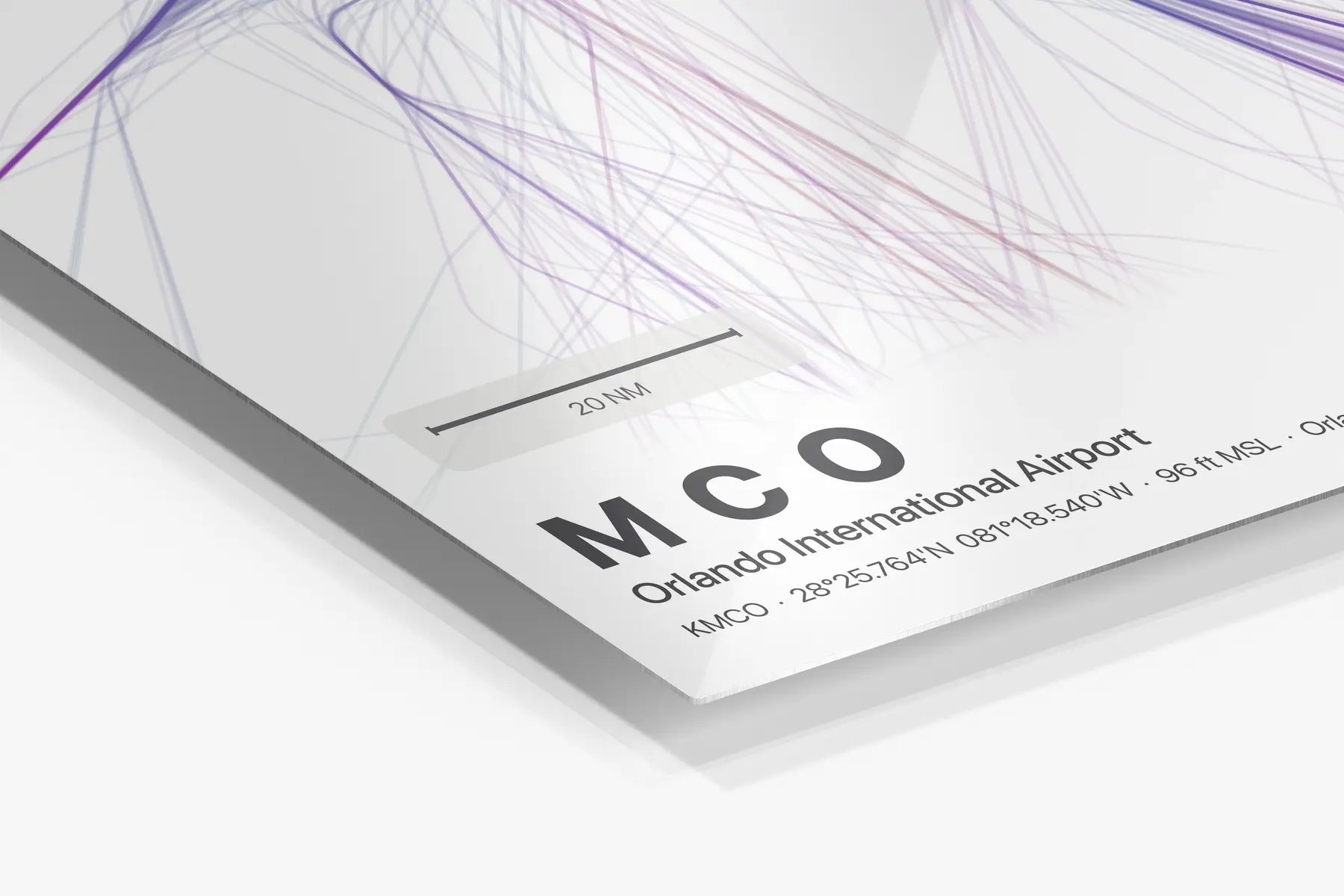 MCO flight path print — Prism theme · Light in corner detail setting