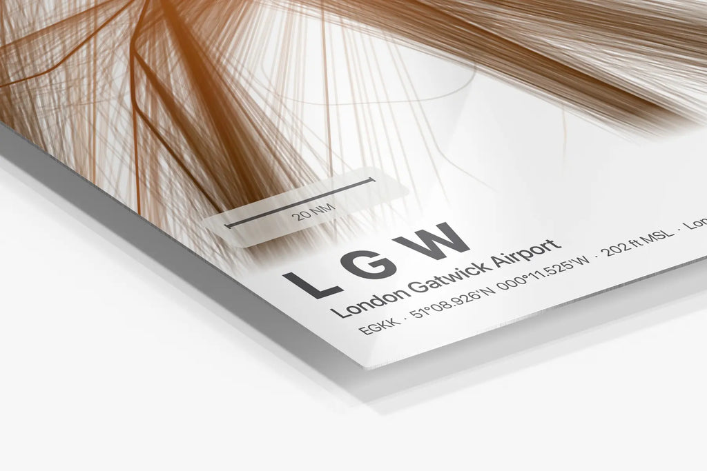 LGW flight path print — Solana theme · Light in corner detail setting
