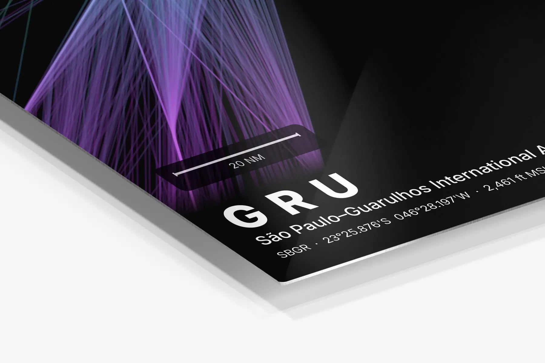 GRU flight path print — Prism theme · Dark in corner detail setting