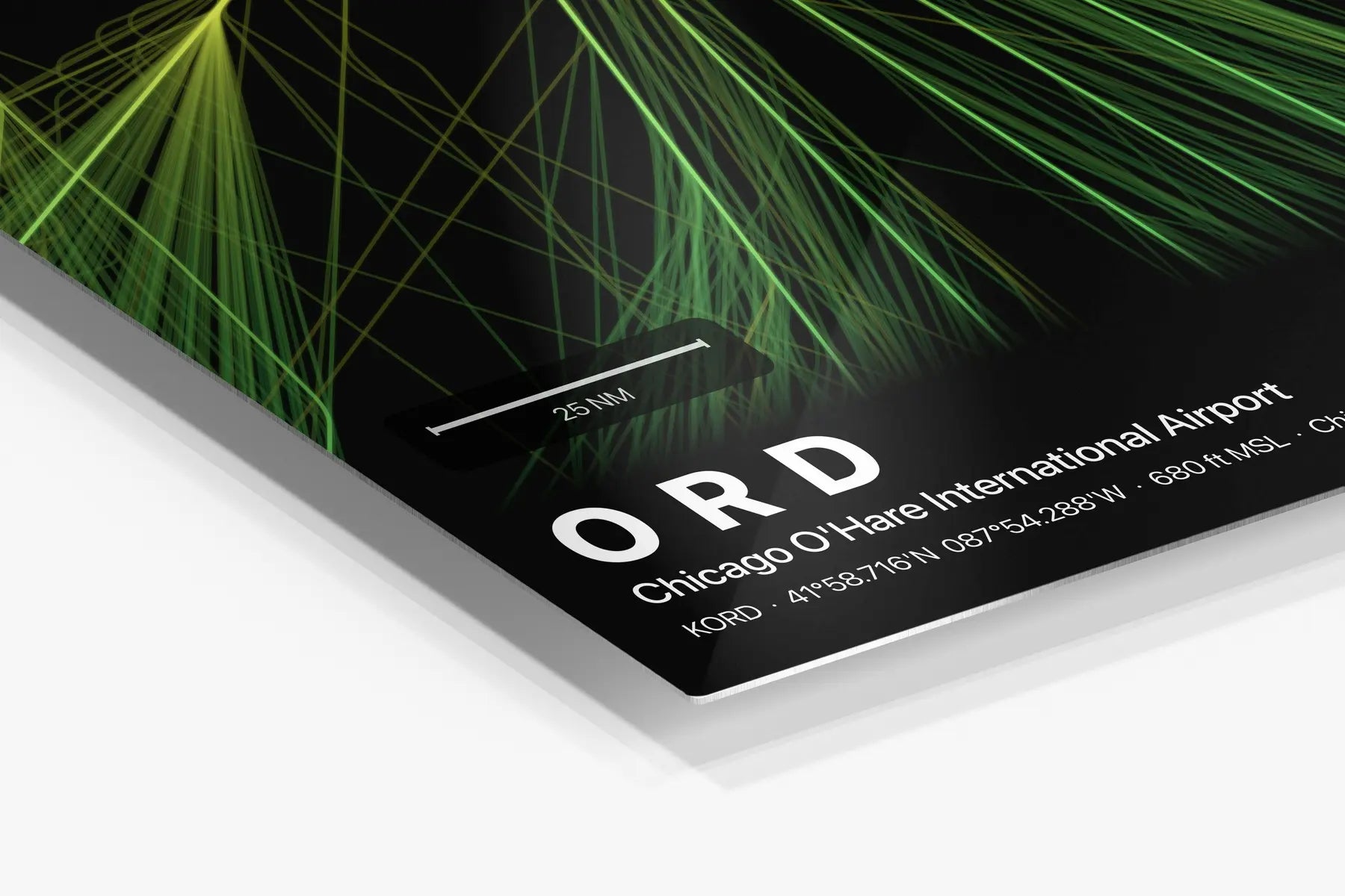 ORD flight path print — Citrus theme · Dark in corner detail setting