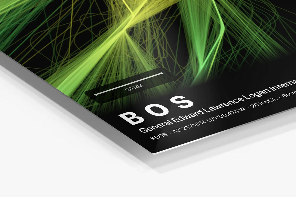 BOS flight path print — Citrus theme · Dark in corner detail setting