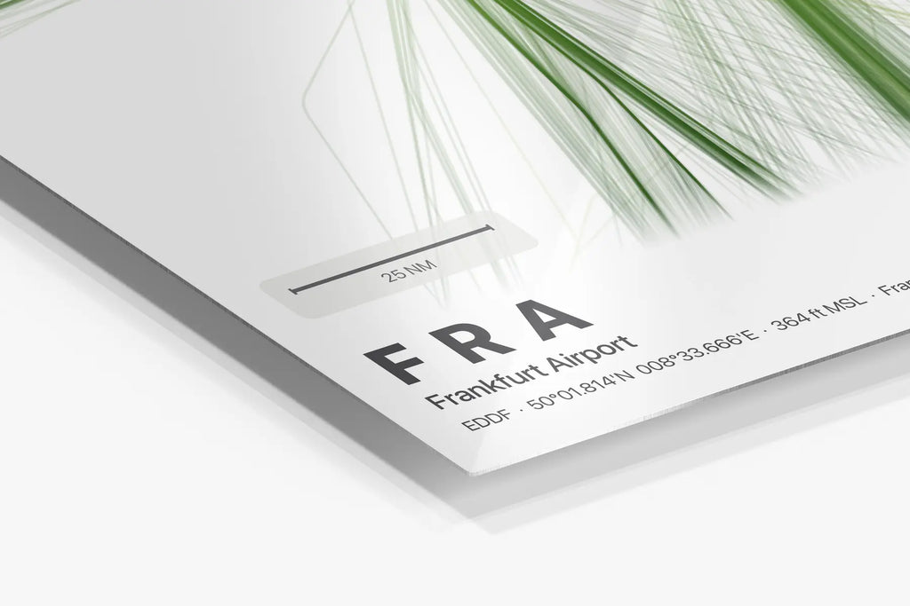 FRA flight path print — Citrus theme · Light in corner detail setting