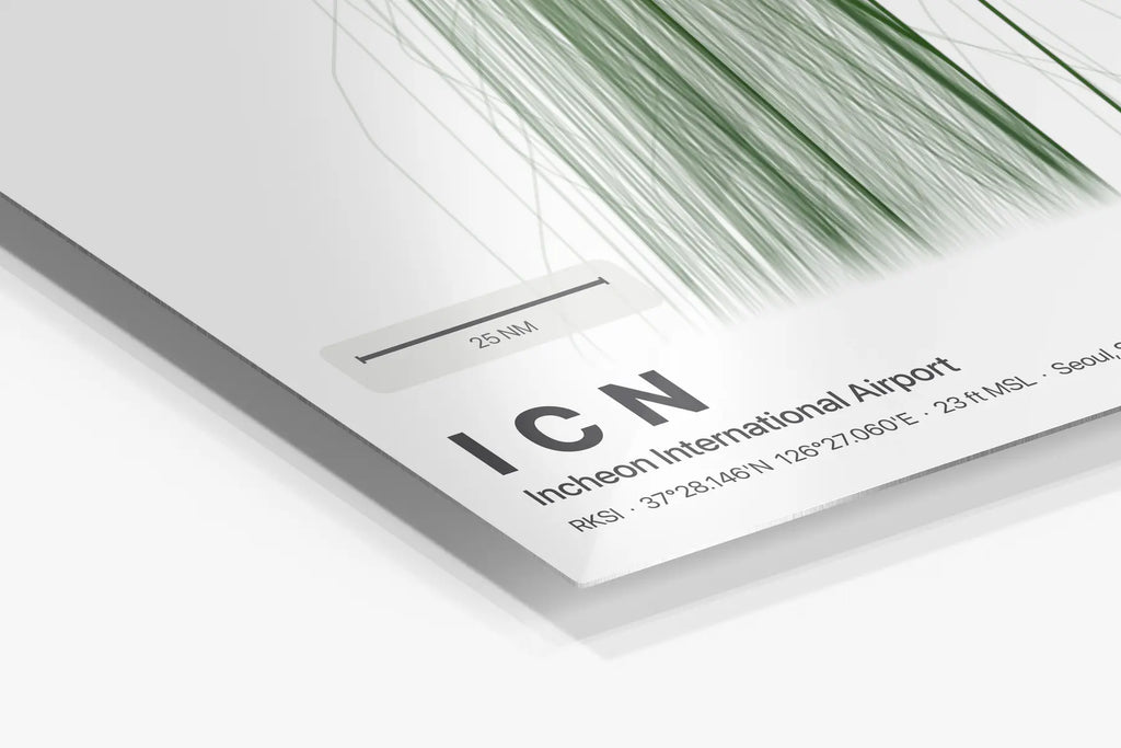 ICN flight path print — Citrus theme · Light in corner detail setting