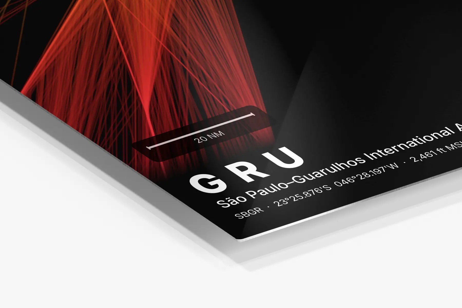 GRU flight path print — Inferno theme · Dark in corner detail setting