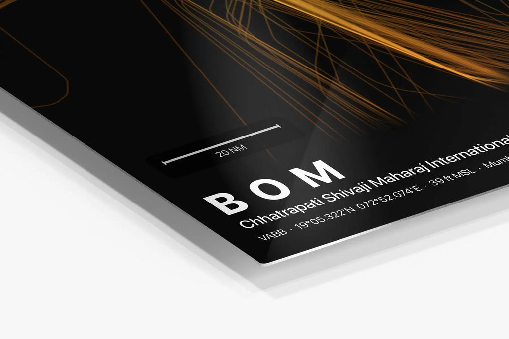 BOM flight path print — Solana theme · Dark in corner detail setting
