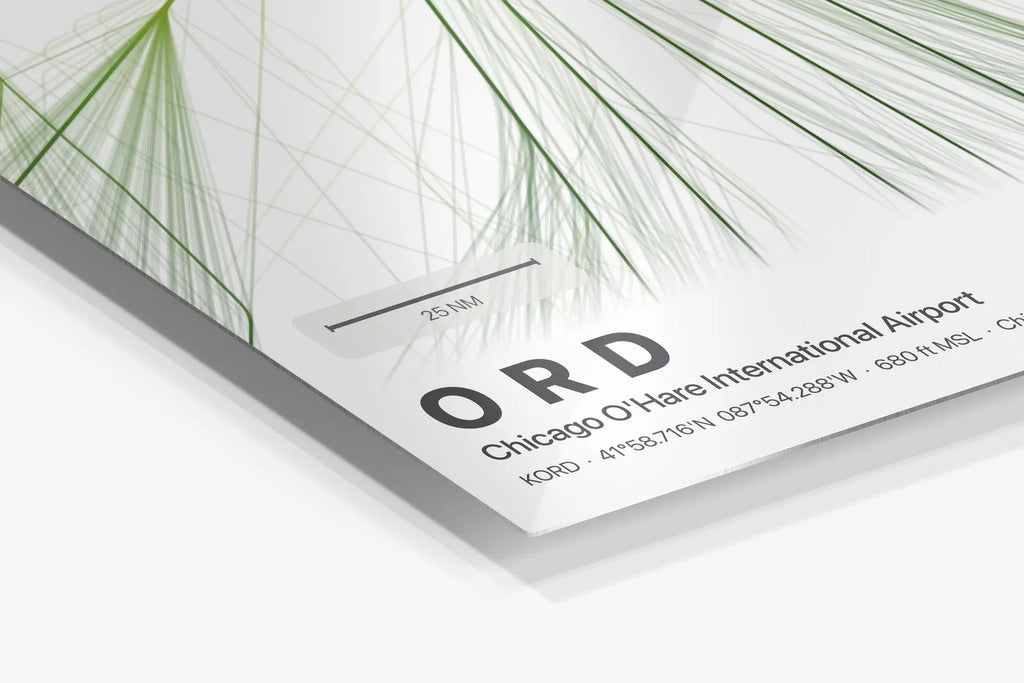 ORD flight path print — Citrus theme · Light in corner detail setting