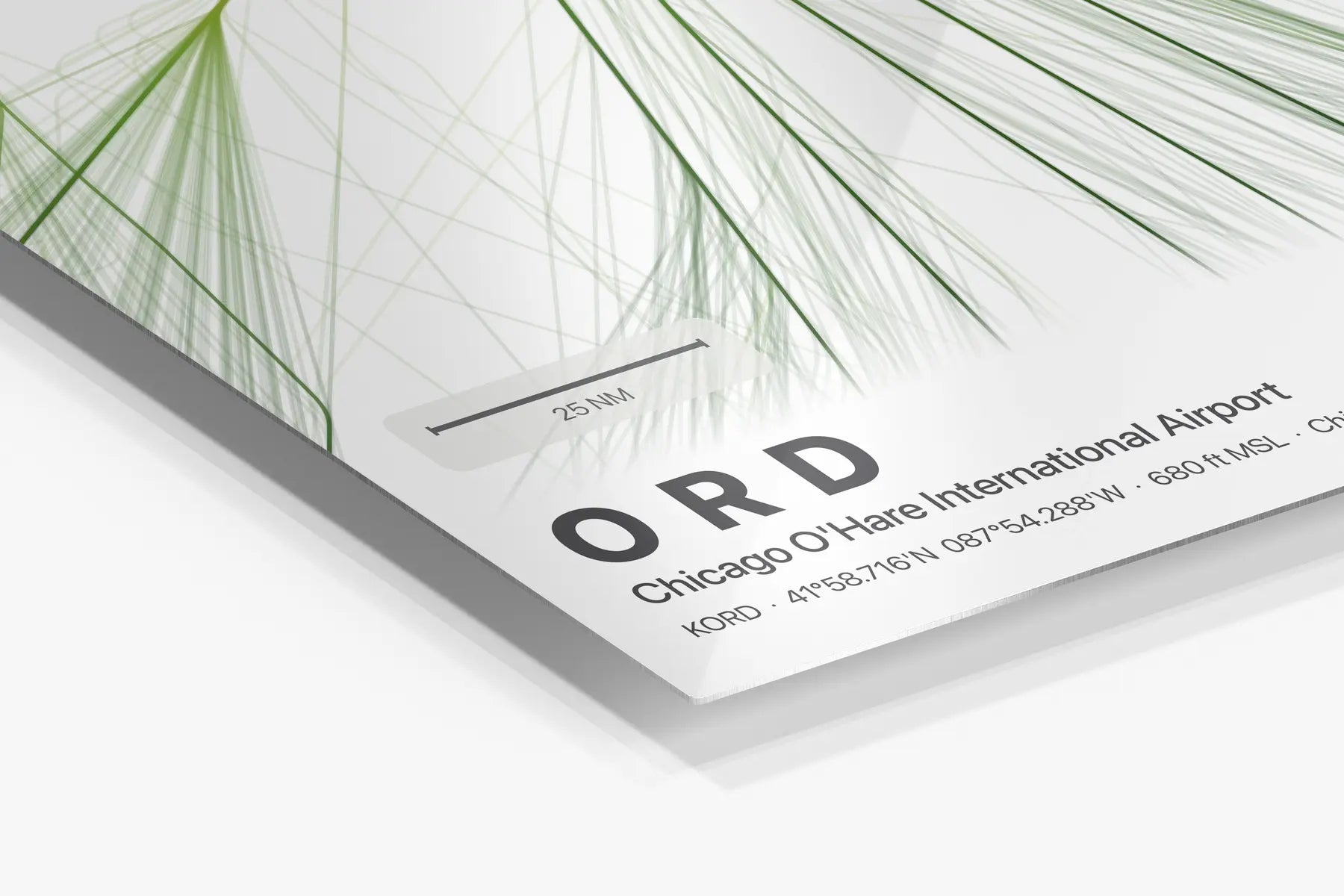 ORD flight path print — Citrus theme · Light in corner detail setting