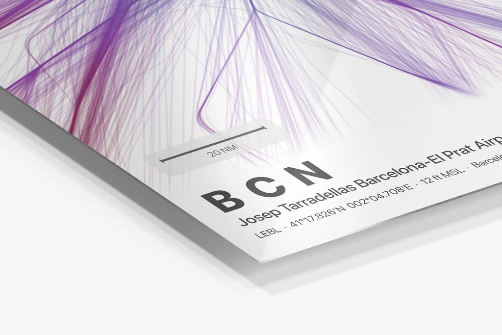 BCN flight path print — Prism theme · Light in corner detail setting
