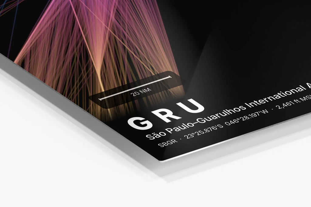 GRU flight path print — Aurora theme · Dark in corner detail setting