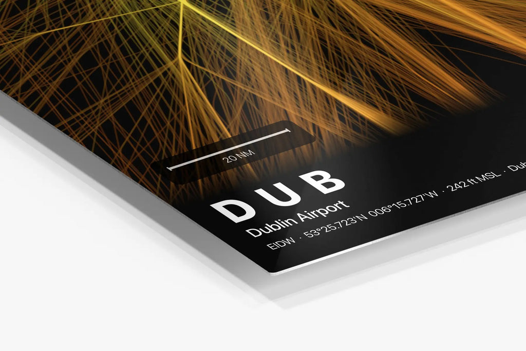 DUB flight path print — Solana theme · Dark in corner detail setting