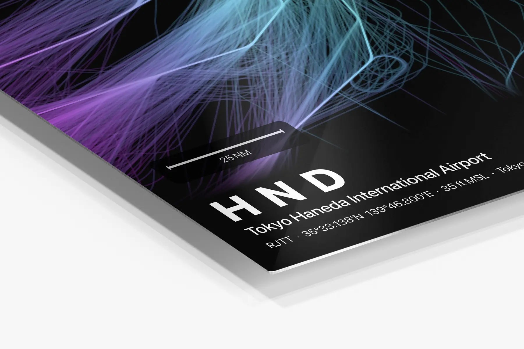 HND flight path print — Prism theme · Dark in corner detail setting
