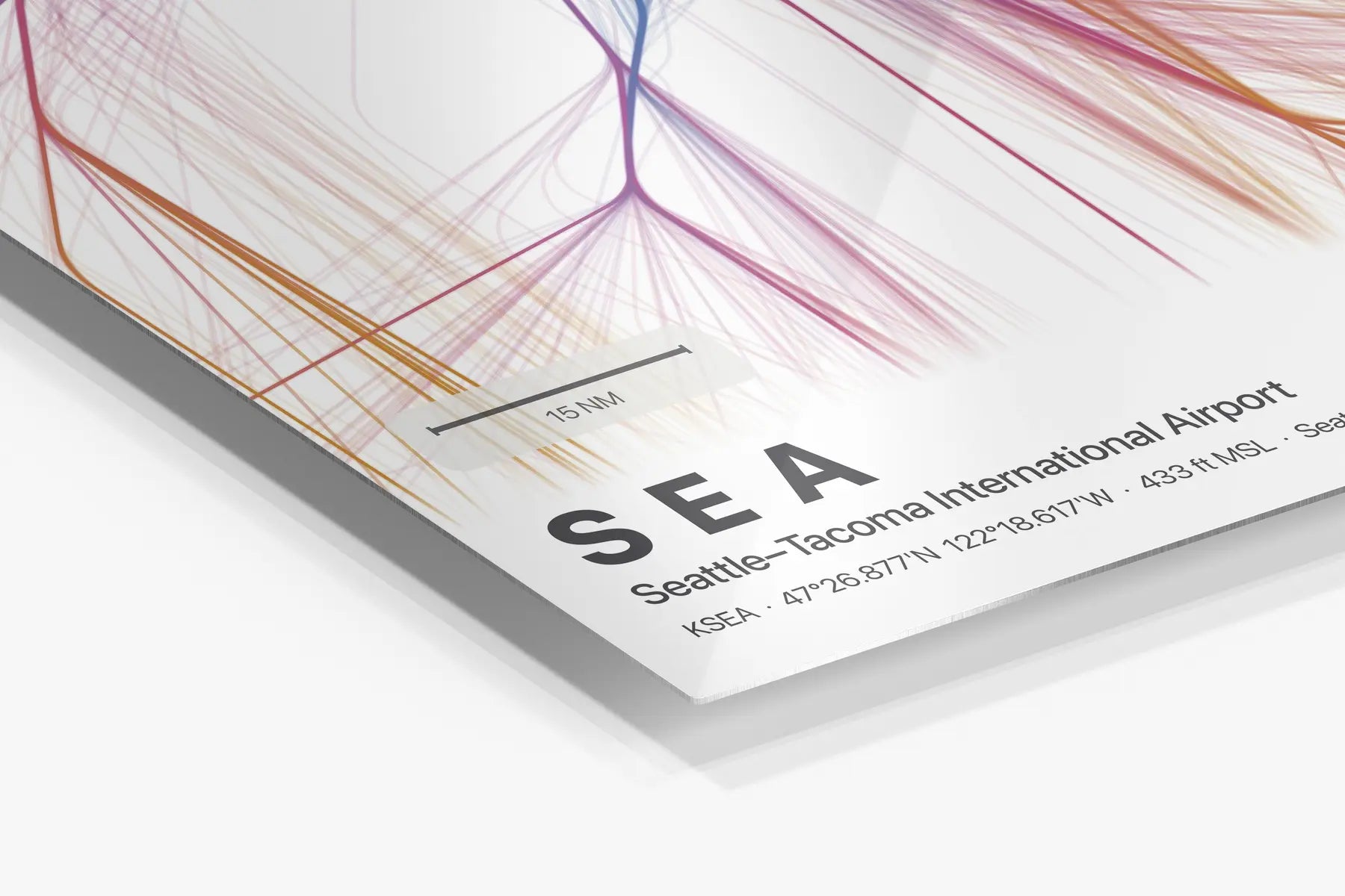 SEA flight path print — Aurora theme · Light in corner detail setting