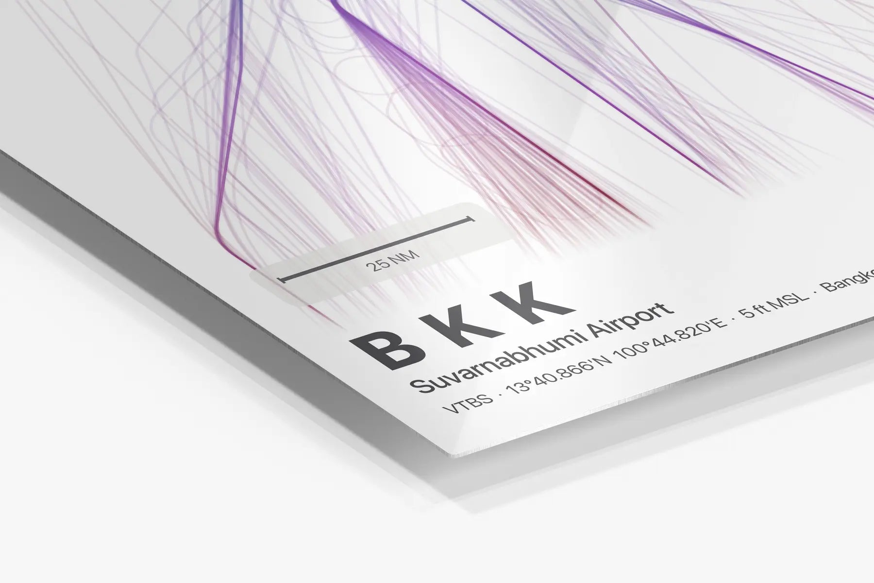 BKK flight path print — Prism theme · Light in corner detail setting