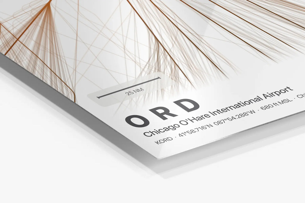 ORD flight path print — Solana theme · Light in corner detail setting