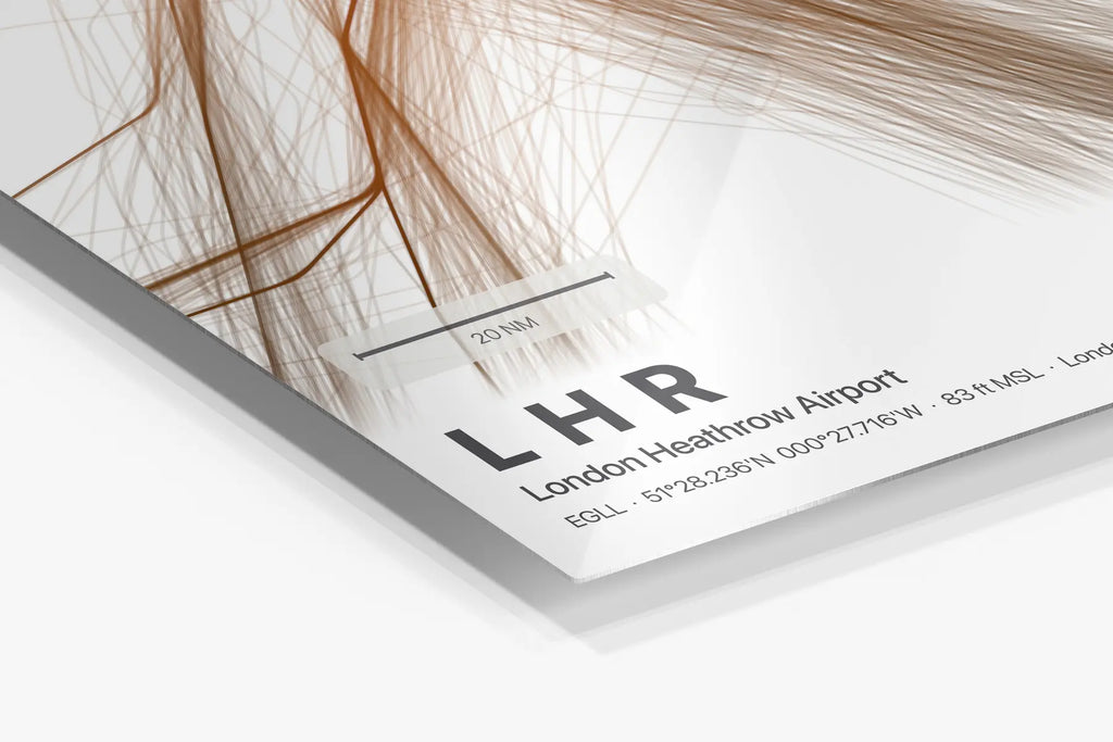 LHR flight path print — Solana theme · Light in corner detail setting