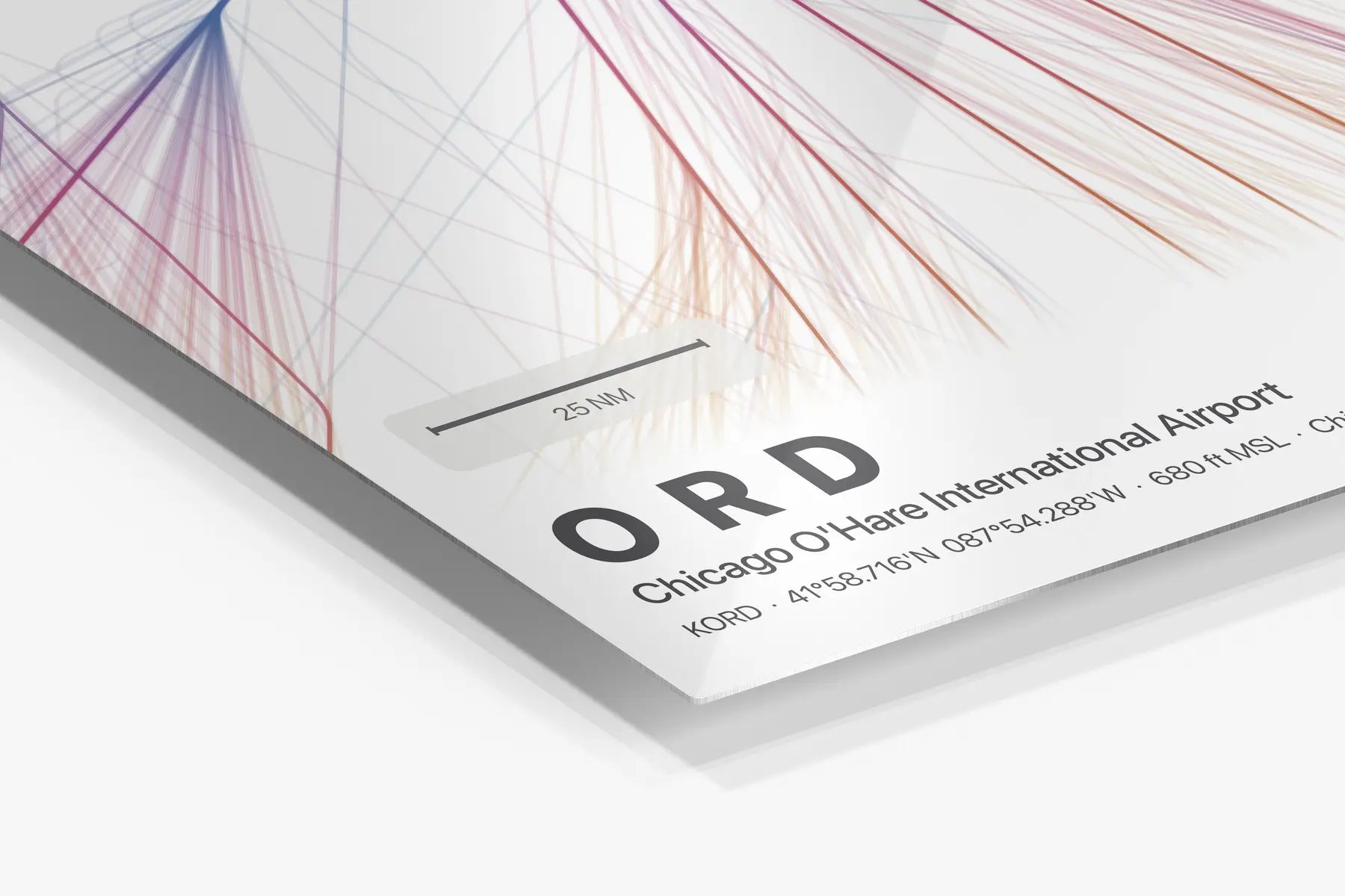 ORD flight path print — Aurora theme · Light in corner detail setting