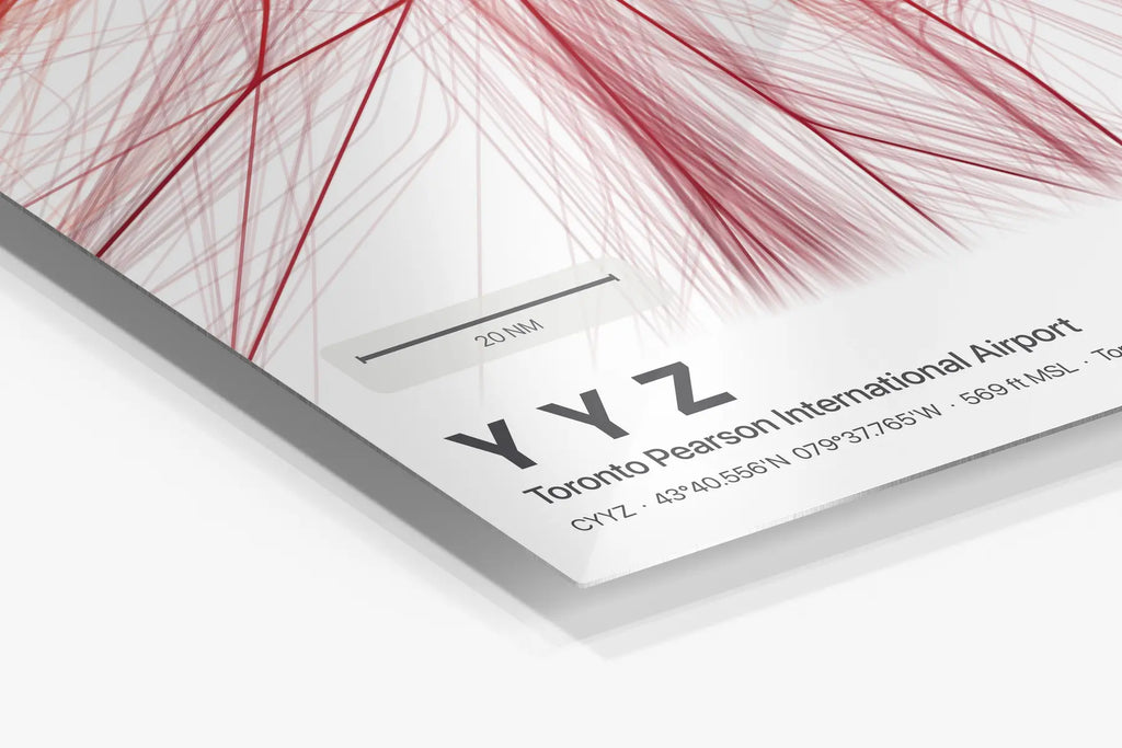 YYZ flight path print — Inferno theme · Light in corner detail setting