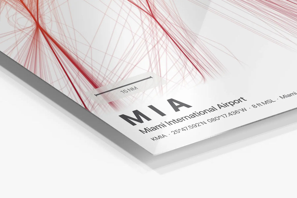 MIA flight path print — Inferno theme · Light in corner detail setting