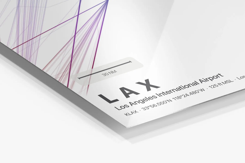 LAX flight path print — Prism theme · Light in corner detail setting