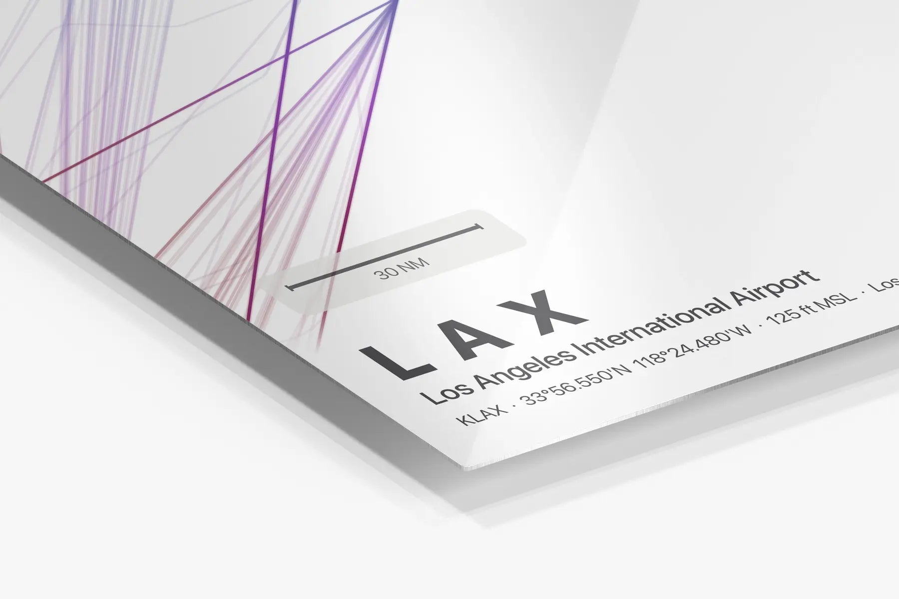 LAX flight path print — Prism theme · Light in corner detail setting