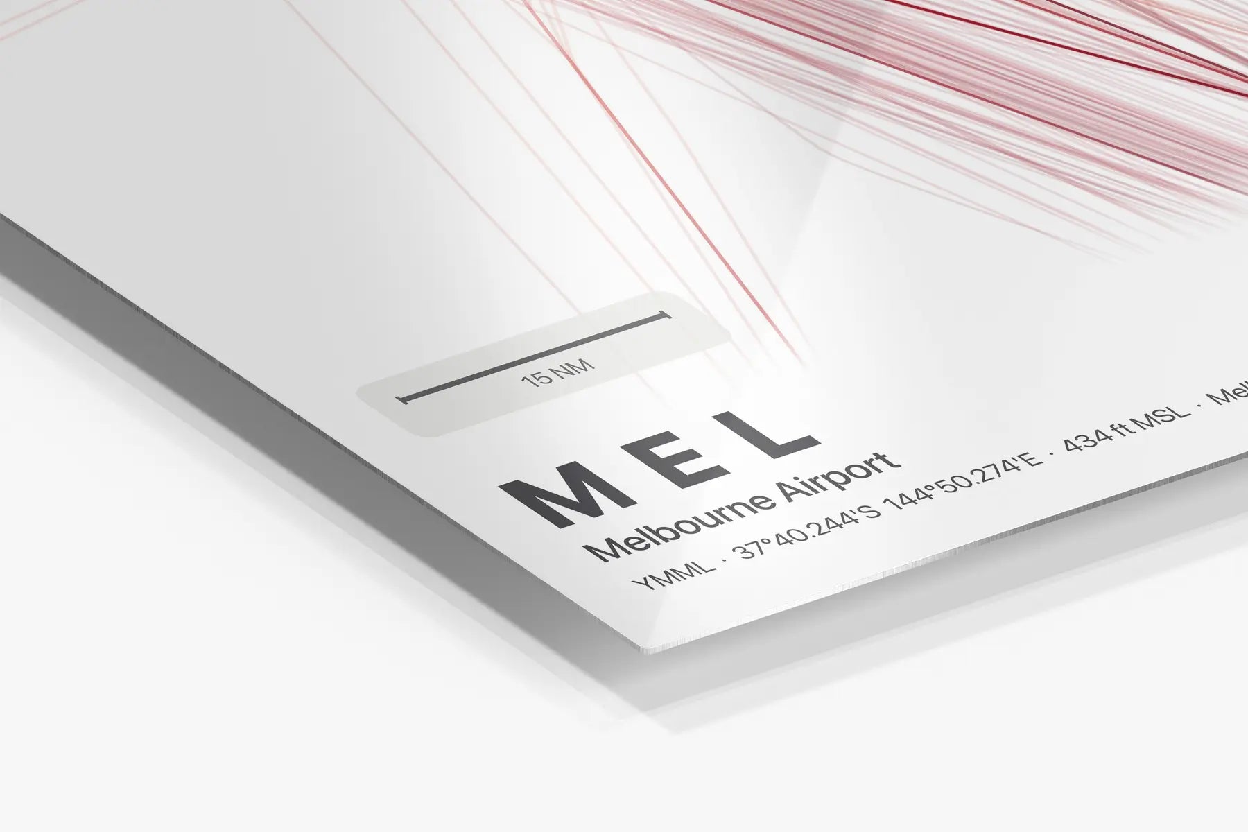 MEL flight path print — Inferno theme · Light in corner detail setting