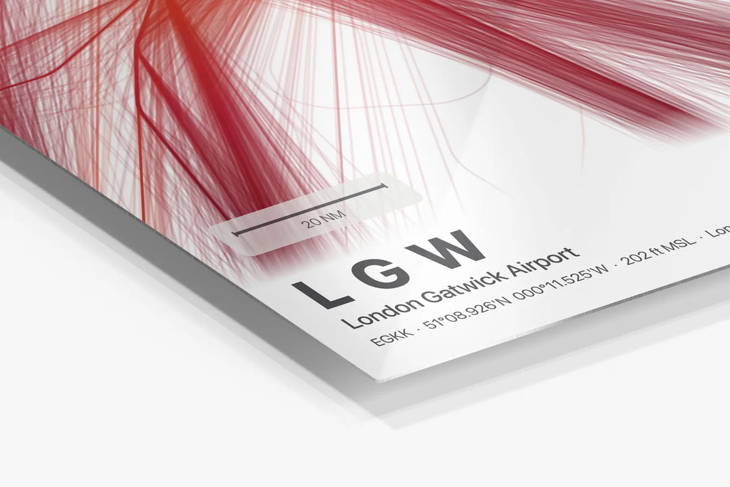 LGW flight path print — Inferno theme · Light in corner detail setting