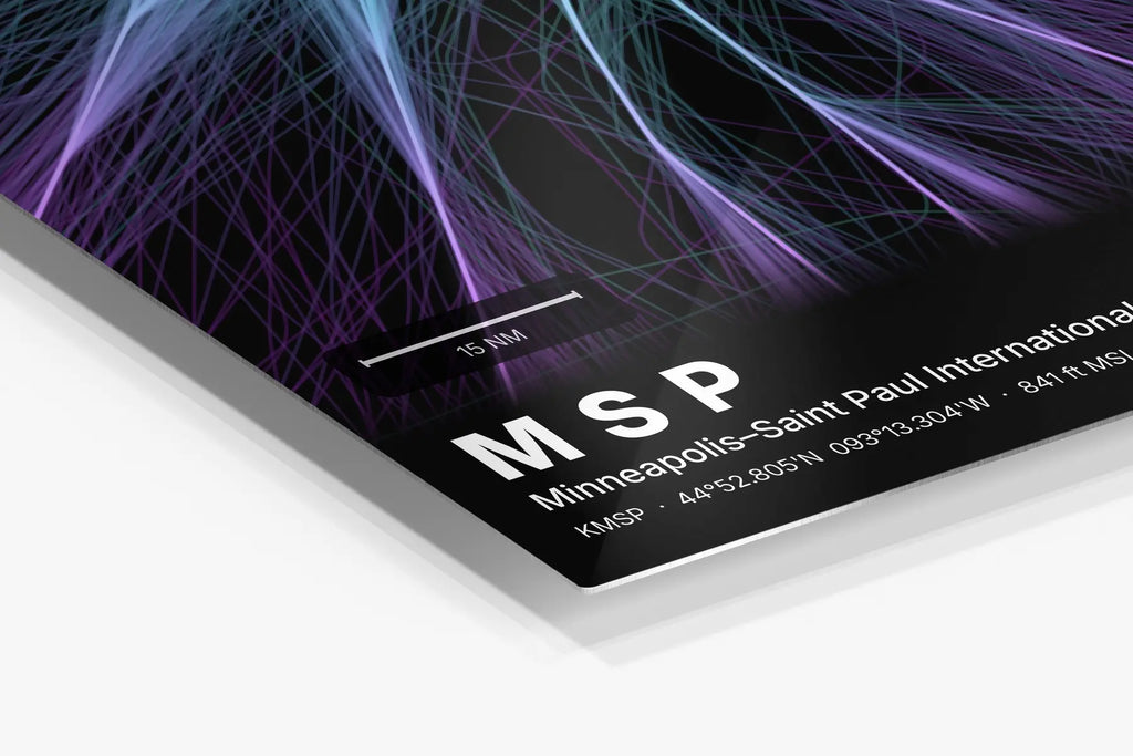MSP flight path print — Prism theme · Dark in corner detail setting