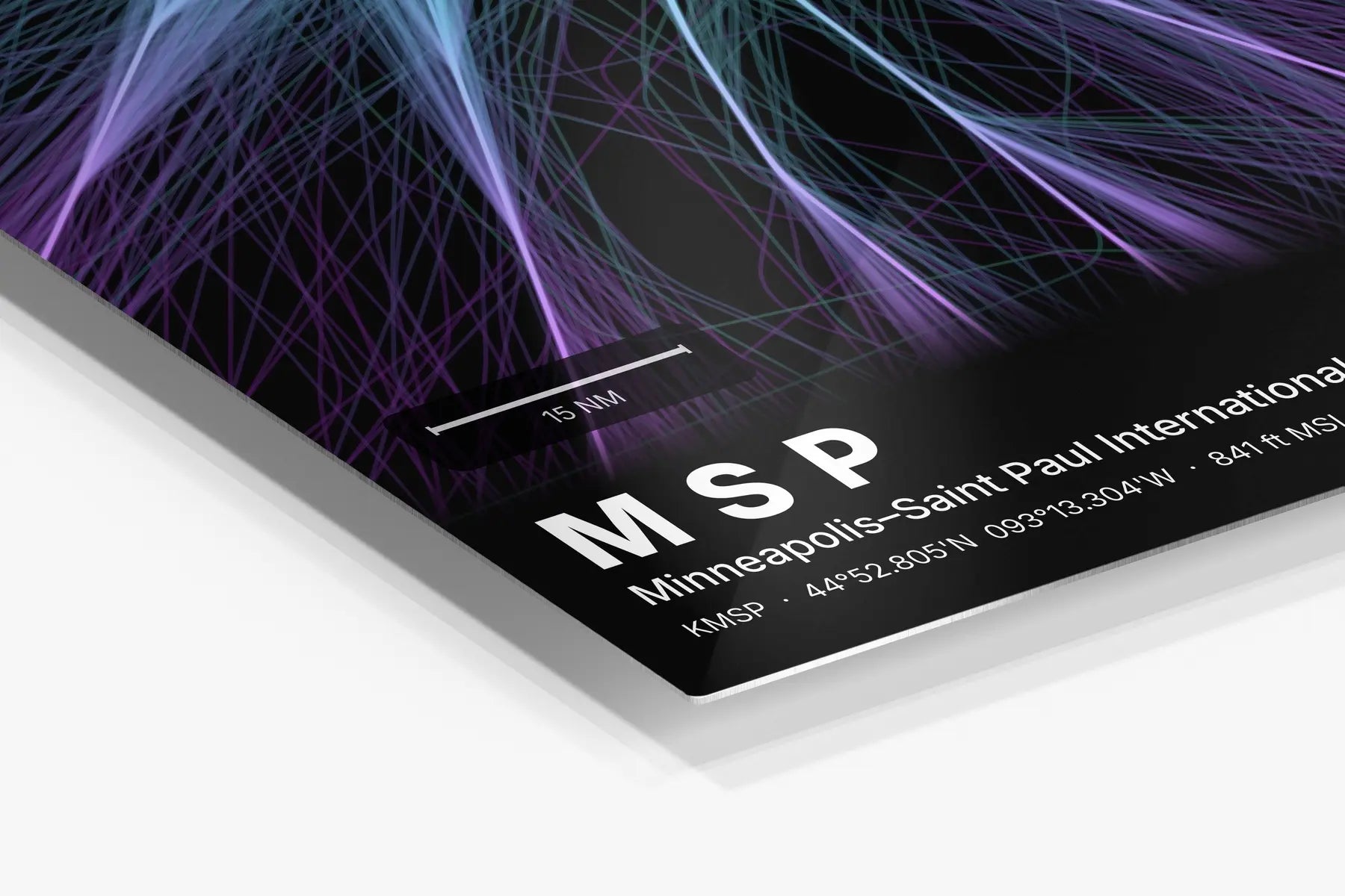 MSP flight path print — Prism theme · Dark in corner detail setting