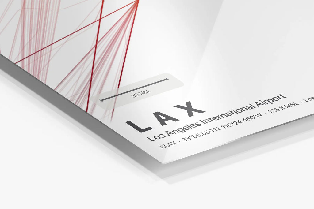 LAX flight path print — Inferno theme · Light in corner detail setting