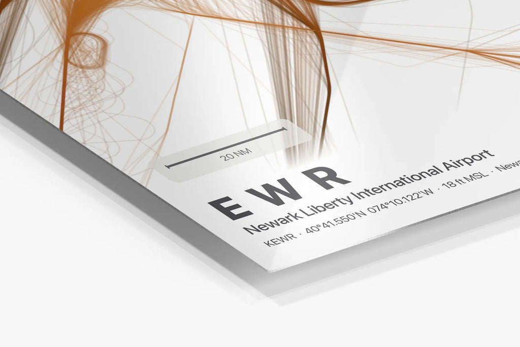 EWR flight path print — Solana theme · Light in corner detail setting