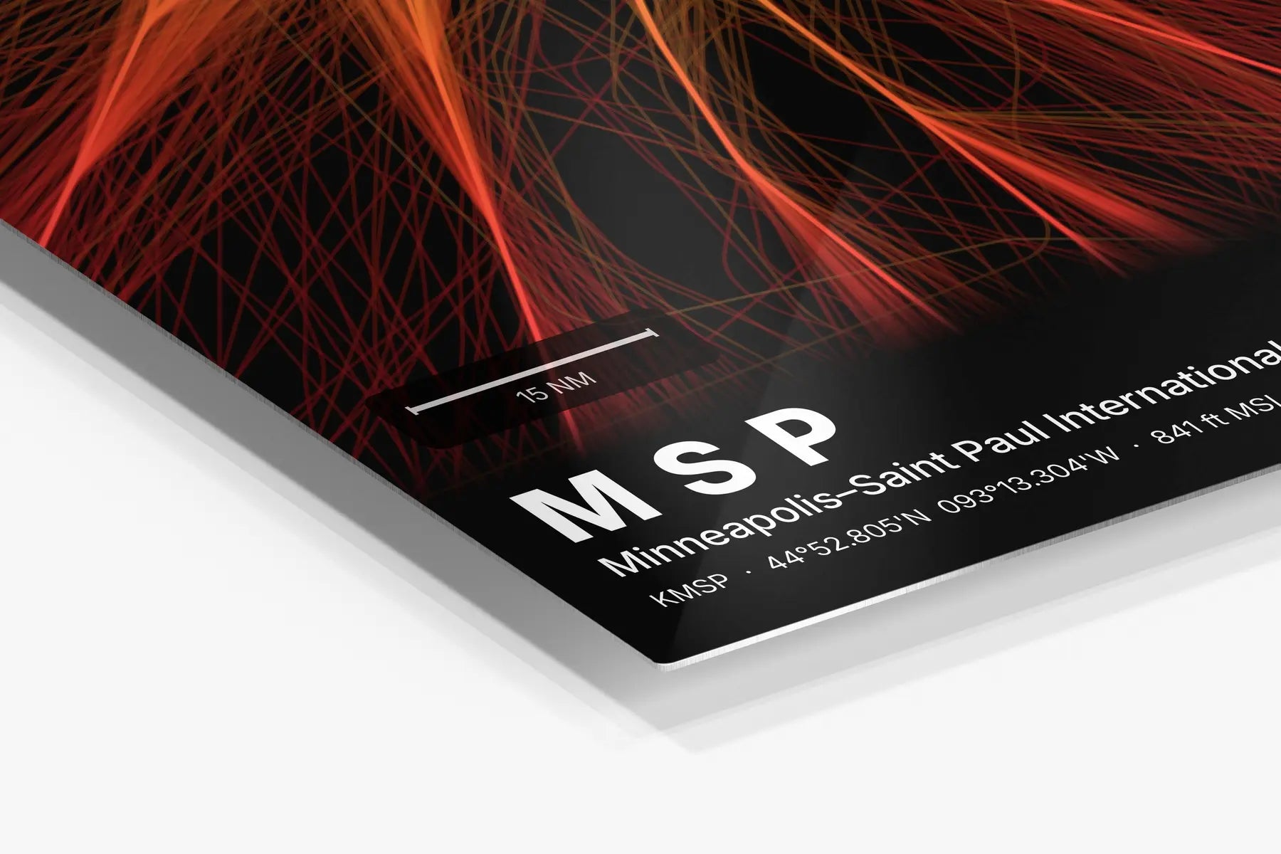 MSP flight path print — Inferno theme · Dark in corner detail setting