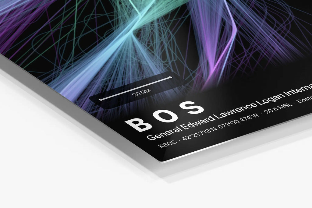 BOS flight path print — Prism theme · Dark in corner detail setting