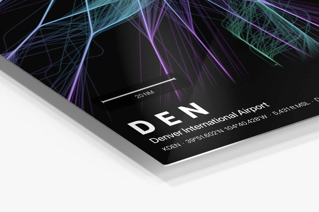 DEN flight path print — Prism theme · Dark in corner detail setting